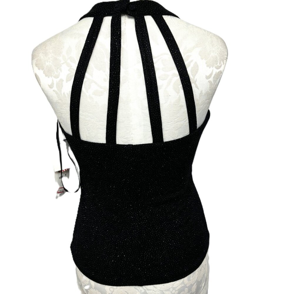 * Xscape Y2K Halter Glitter Blk Knit Top Medium NWT Vintage